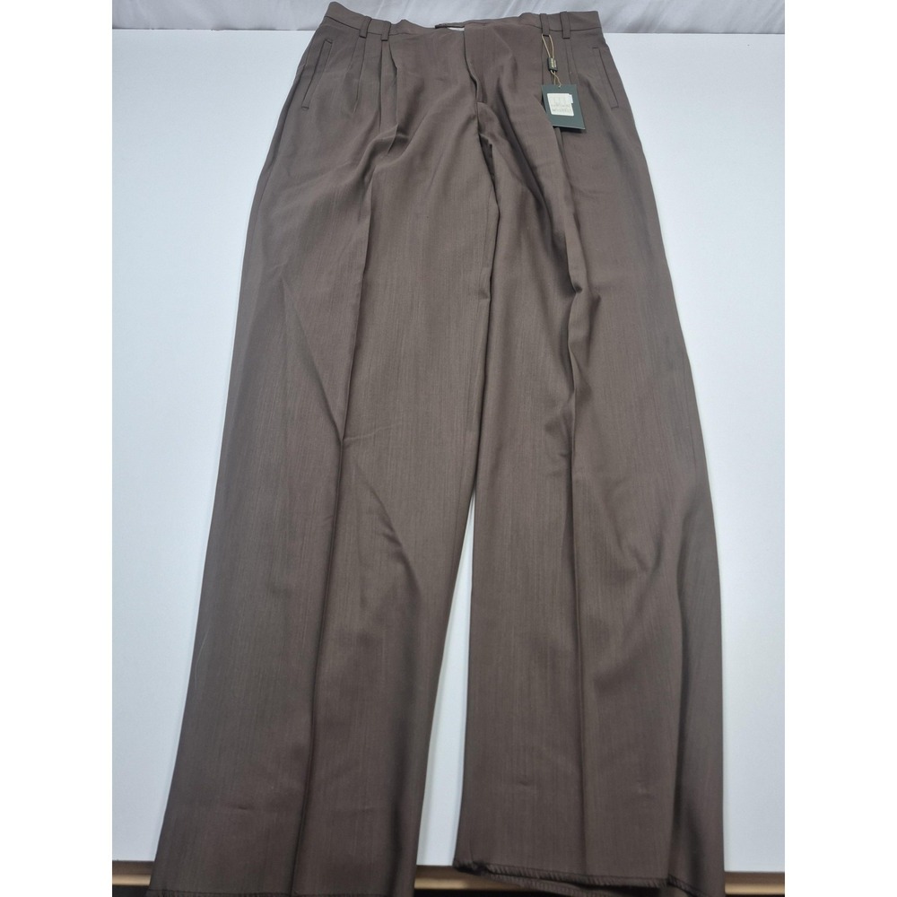 Zanella Suit Pants Mens 40x36 Brown Wool Pleated Dress Made Italy Unhemmed NWT